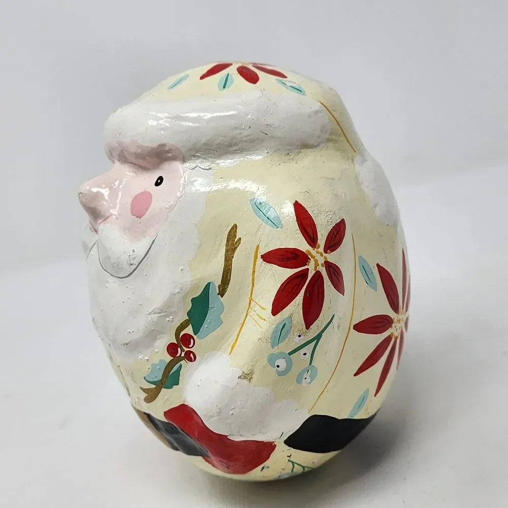 Vintage Pier One Santa Claus Hand Painted Paper Mache Wobbly‎ Folk Art Christmas